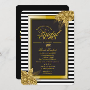 Art Deco Gold Rose & Streifen Brautparty Card Einladung