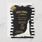 Art Deco Gold Rose, Streifen Brautparty Card Einladung (Vorderseite)