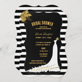 Art Deco Gold Rose, Streifen Brautparty Card Einladung
