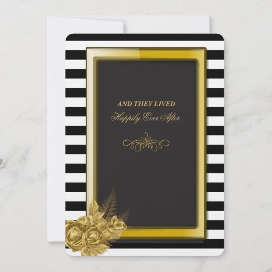 Art Deco Gold Rose & Streifen Hochzeitsfeiern Einladung (Rückseite)