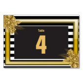 Art Deco Gold Rose, Streifen Hochzeitskarte Tischnummer (Rückseite)