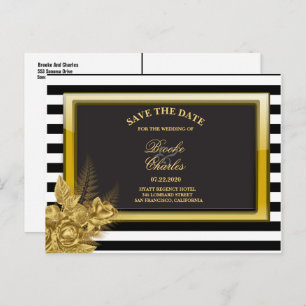 Art Deco Gold Rose & Streifen Save the Date Karte