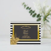 Art Deco Gold Rose & Streifen Save the Date Karte (Stehend Vorderseite)