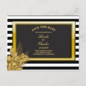 Art Deco Gold Rose & Streifen Save the Date Karte (Vorderseite)