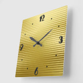 Art Deco Gold Satin Streifen Quadratische Wanduhr (Winkel)