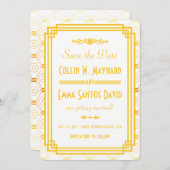 Art Deco Gold Save the Date Einladung (Vorne/Hinten)