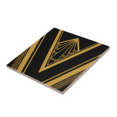Art Deco Gold Schwarz Elegante Geometrische Karte Fliese (Seite)