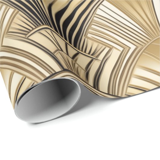 Art Deco Gold Schwarz Geschenkpapier (Rolleneckpunkt)