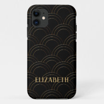 Art Deco Gold Schwarz Personalisierter Name