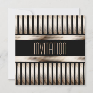 Art Deco Gold Schwarz Sepia Einladung
