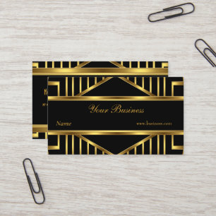 Art Deco Gold Schwarz Streifen Elegant Klassisch Visitenkarte