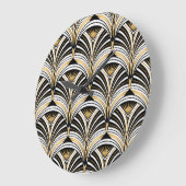 Art Deco Gold Schwarze Elegante Große Wanduhr (Winkel)