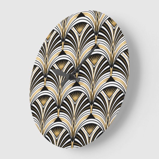 Art Deco Gold Schwarze Elegante Große Wanduhr (Winkel)