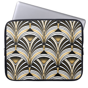 Art Deco Gold Schwarze Elegante Laptopschutzhülle