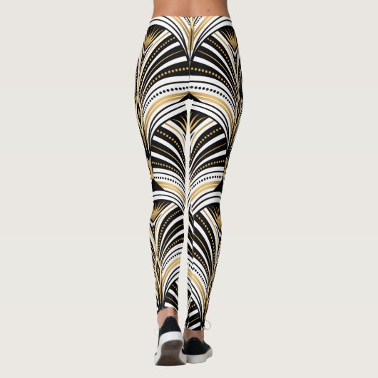 Art Deco Gold Schwarze Elegante Leggings (Rückseite)