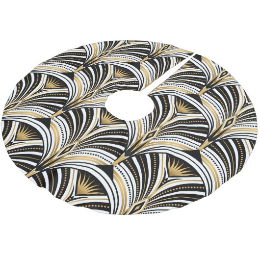 Art Deco Gold Schwarze Elegante Polyester Weihnachtsbaumdecke (Schrägansicht)