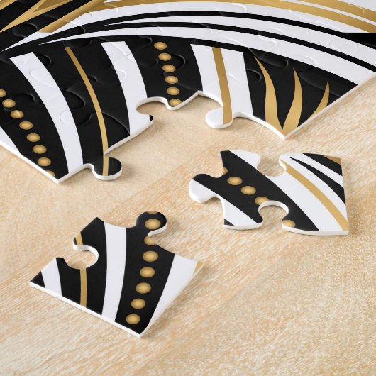 Art Deco Gold Schwarze Elegante Puzzle (Seite)