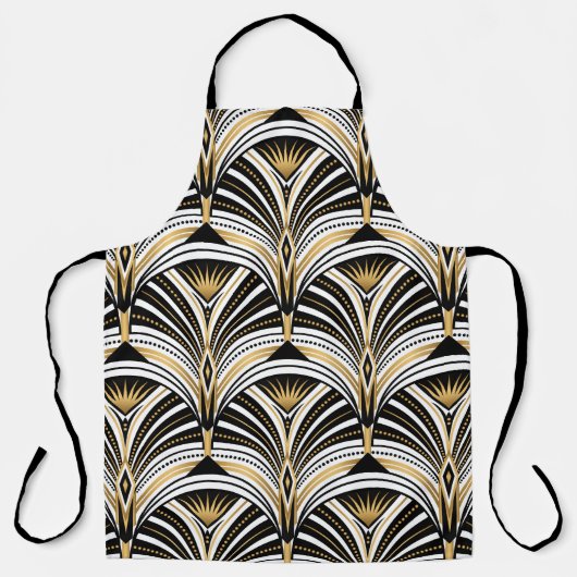 Art Deco Gold Schwarze Elegante Schürze (Vorderseite)