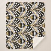 Art Deco Gold Schwarze Elegante Sherpadecke (Vorderseite)