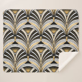 Art Deco Gold Schwarze Elegante Sherpadecke (Vorderseite (Horizontal))