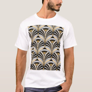 Art Deco Gold Schwarze Elegante T-Shirt
