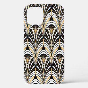 Art Deco Gold Schwarze Eleganz: Brüllende Zwanzige iPhone 12 Hülle