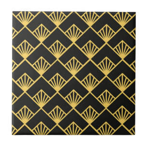 Art Deco Gold schwarze Fliesen Muster