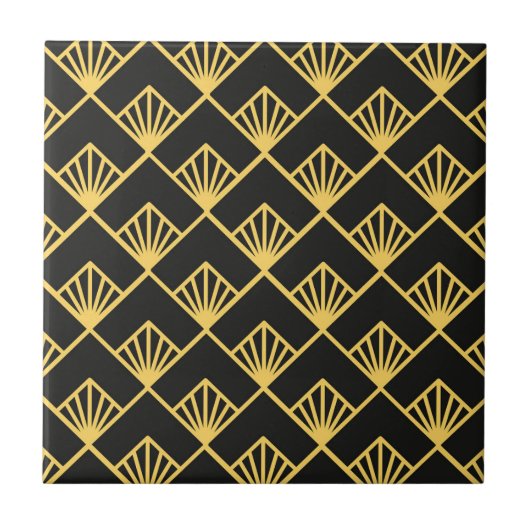 Art Deco Gold schwarze Fliesen Muster (Vorderseite)