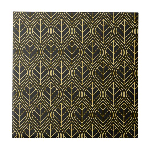 Art Deco Gold schwarze Fliesen Muster (Vorderseite)