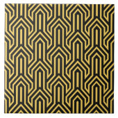 Art Deco Gold schwarze Fliesen Muster (Vorderseite)