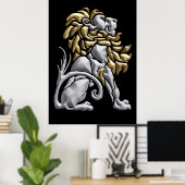 Art Deco Gold & Silver Lion Poster (Heimbüro)