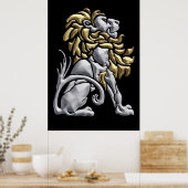 Art Deco Gold & Silver Lion Poster (Küche)