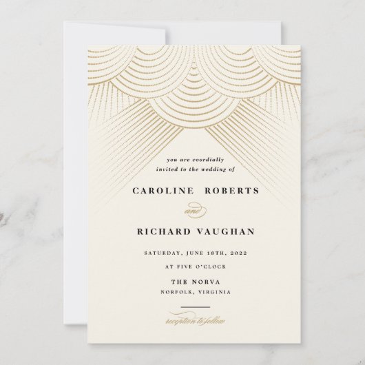 Art Deco Gold String Lights Einladung Hochzeit (Vorderseite)