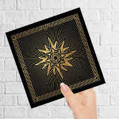 Art Deco Gold Sunburst Compass Graphic Black   Fliese