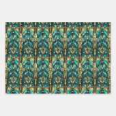 Art Deco Gold & Teal Geschenkpapier flache Bögen Set (Vorderseite)
