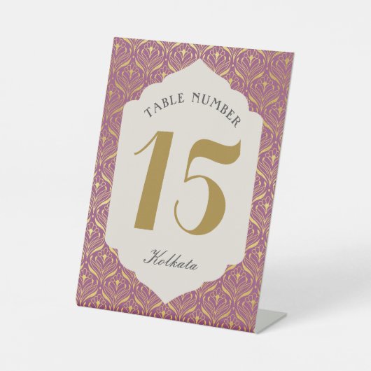 Art Deco Gold Tischnummer Sockelschild (Vorderseite)