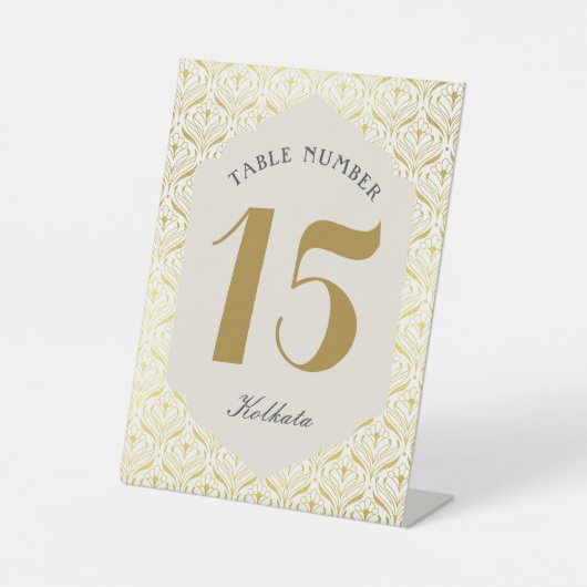 Art Deco Gold Tischnummer Sockelschild (Vorderseite)