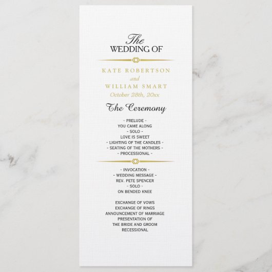 ART DECO GOLD TRENNELEMENTE Hochzeitsprogramm Programm (Vorderseite)