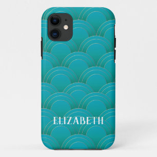 Art Deco Gold Türkis Personalisierter Name Case-Mate iPhone Hülle