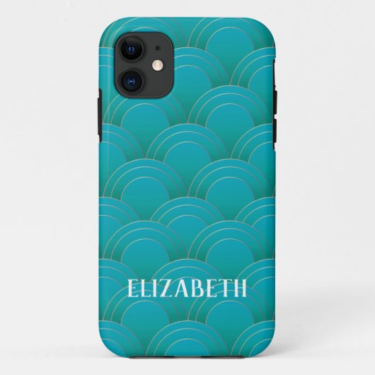 Art Deco Gold Turquoise Name Personalisiert Case-Mate iPhone Hülle (Rückseite)