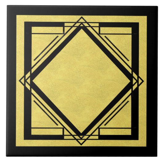 Art Deco Gold und Black Design 2 Fliese (Vorderseite)
