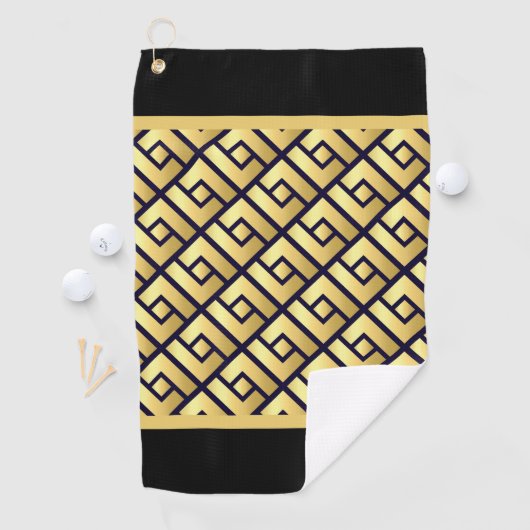 Art Deco Gold und Black Golfhandtuch (Insitu)