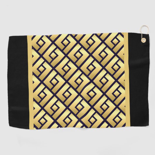 Art Deco Gold und Black Golfhandtuch (Horizontal)