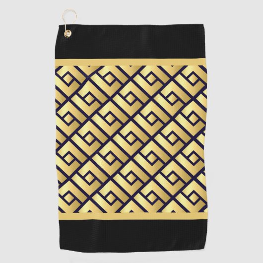 Art Deco Gold und Black Golfhandtuch (Vorderseite)