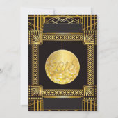 Art Deco Gold und Black NYE Gatsby Style Einladung (Rückseite)