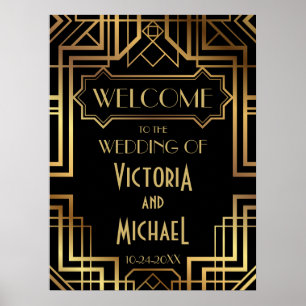 Art Deco Gold und Black Wedding Poster