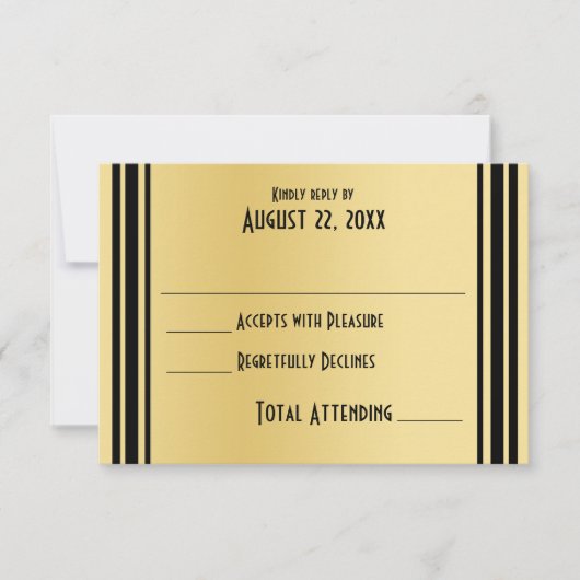Art Deco Gold und Black Wedding Response RSVP Karte (Vorderseite)