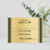 Art Deco Gold und Black Wedding Response RSVP Karte (Stehend Vorderseite)