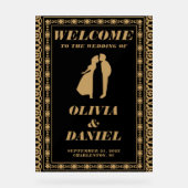 Art Deco Gold und Black Wedding Willkommen Acrylschild (Vorderseite)