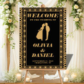 Art Deco Gold und Black Wedding Willkommen Acrylschild